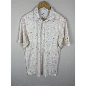 Adidas Parley Flag Golf Polo Shirt White Orange Print Made With Ocean Plastic S